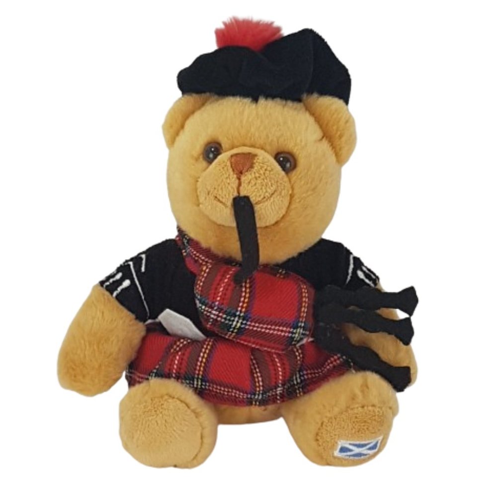 Vintage KEEL TOYS Scottish Bagpiper Bear Stuffed Animal Plush Toy Teddy Bear